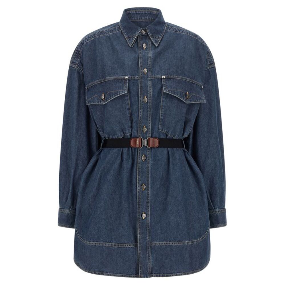 Versace Blue Cotton Short Women's Dress